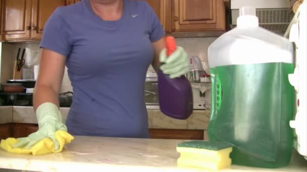 žena čištění kuchyně