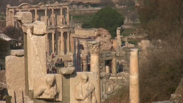 Ancient city Ephesus arial shoot — Stock Video