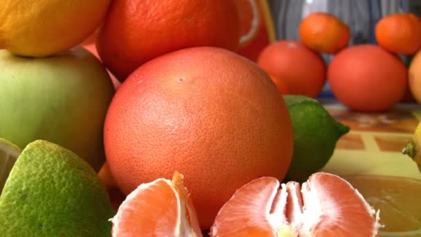 Fresh citrus juices — Stockvideo