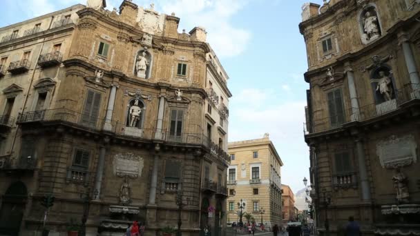 Les quatre coins (place Quattro Canti) Palerme Sicile Italie — Video