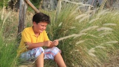 3 doğada oynayan çocuk