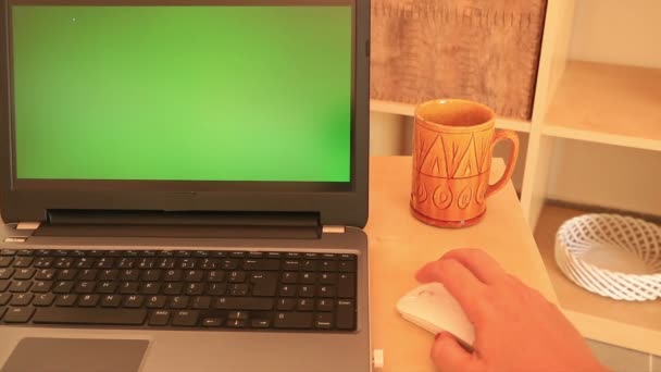 Laptop med grön skärm 6 — Stockvideo