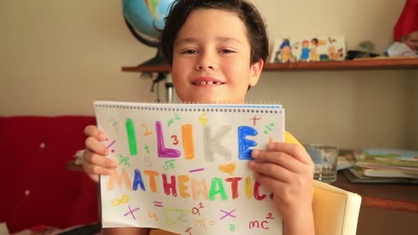 小学校の男子生徒が数学が好きです。 — ストック動画