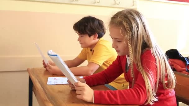 Elemantary studenten in de klas — Stockvideo