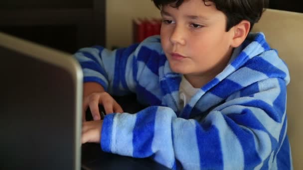 Jongen met behulp van computer — Stockvideo