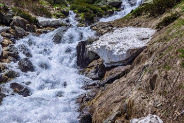 Dağ nehrinin resimli manzarası