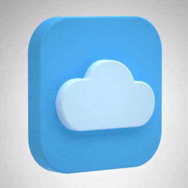 3 boyutlu görüntüleme. Mavi arkaplanda beyaz bulut.