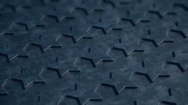 Siyah kabartma yüzeyinde beş altın yıldız beliriyor. Şirketin itibarı ve iş mükemmelliği kavramı. 4K UHD FullHD. Döngülenebilir, 3B görüntüleme.