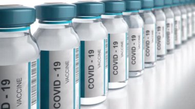 Covid-19 Coronavirus aşısı peş peşe aşılandı. 4K 'lık kusursuz 3 boyutlu çevrimsiz animasyonu kapatın..