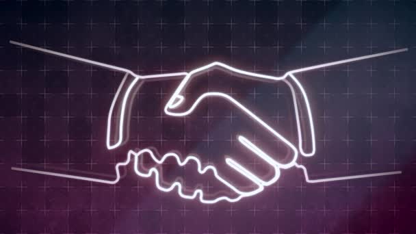 握手动画线Iconhand Shake Virtual Space 阿尔法马特包括在内 Business Animation 3840X2160 Ultra — 图库视频影像