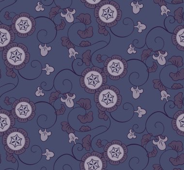 Çiçek sorunsuz bahar desen. Elle çizilmiş klasik vintage Japon vektör renkli arka plan ile çiçekler.