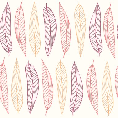 Sonbahar bej sorunsuz stilize yaprak desen. Elle çizilmiş dekoratif şablon doku yaprakları ile