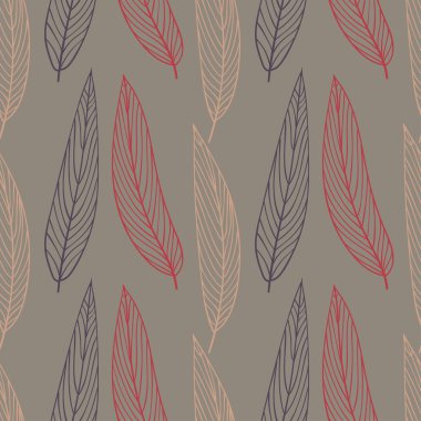 Elle çizilmiş lineart arka plan. Dekoratif bitkiler süsleme ile Seamless Modeli