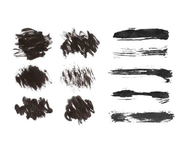 黑色涂料的一大套纹理干刷笔划 — 图库矢量图片