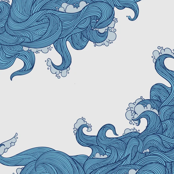 Vector dibujado a mano onda decorativa, hermosa plantilla marina — Vector de stock