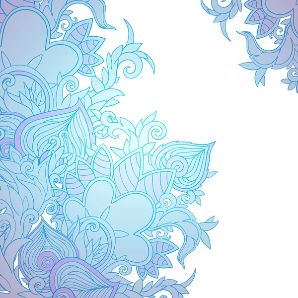 Vector dibujado a mano plantilla de ilustración. Fondo azul primavera floral abstracto . — Vector de stock