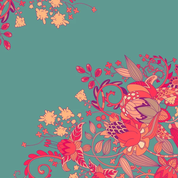 Vector ilustración dibujada a mano. Plantilla floral abstracta de primavera colorida — Vector de stock