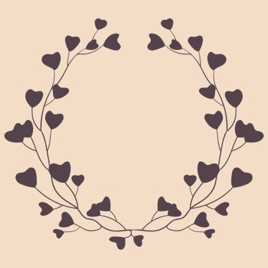 Çizilmiş tasarım öğeleri. Bitkisel motifler. Vintage çiçek trendy çelenk