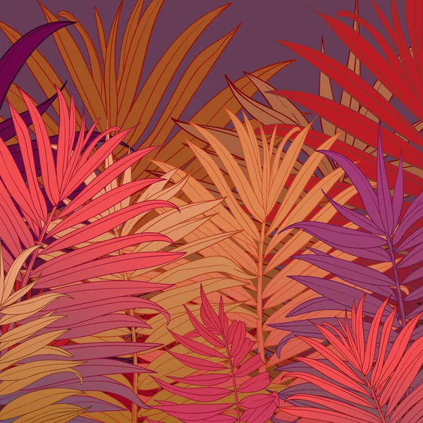 Пальмовые листья искушают. Тропическая открытка. — стоковый вектор