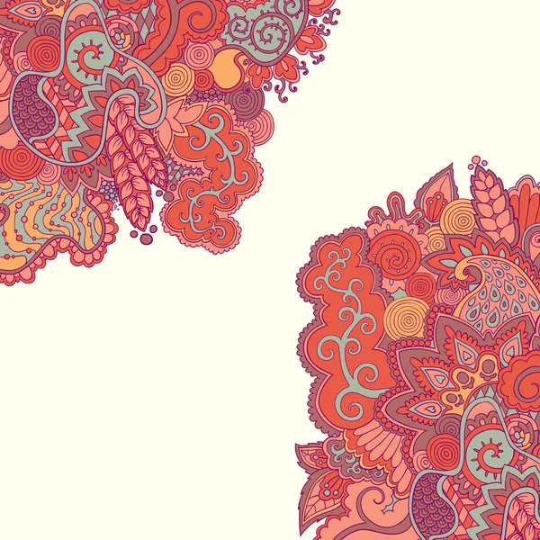 Vector floral dibujado a mano doodle colorido con plantas decorativas y adornado — Vector de stock