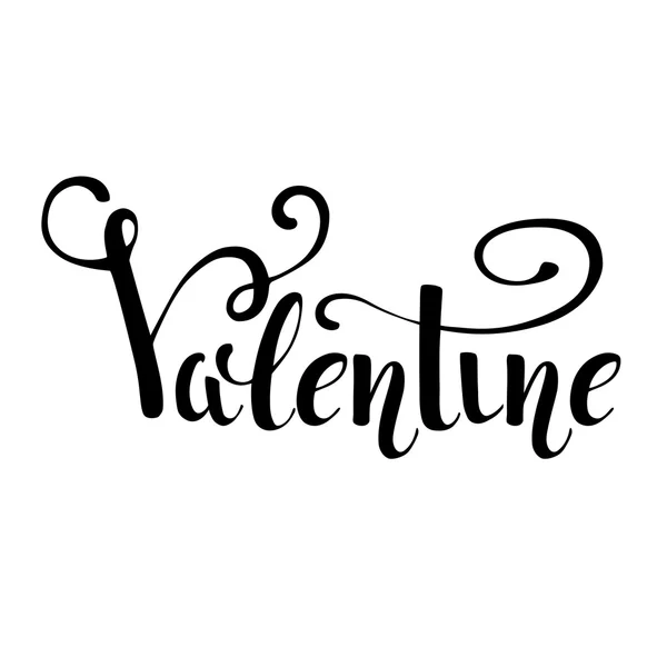 Tarjeta de felicitación de San Valentín. palabra caligráfica dibujada a mano. ¡Valentine! Letras de pincel moderno manuscrito. Elemento de diseño dibujado a mano y logotipo — Vector de stock