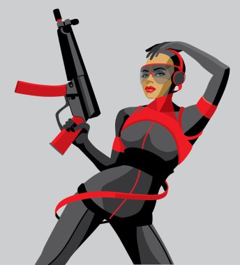 Silahlı bir kadın.