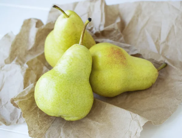 Three Yellow Pears Table — Stock Photo, Image