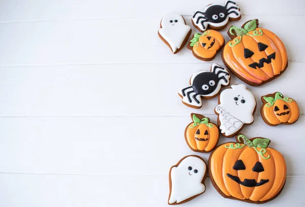 Gingerbread Cookie Halloween Treat Kids White Table — Stock Photo, Image