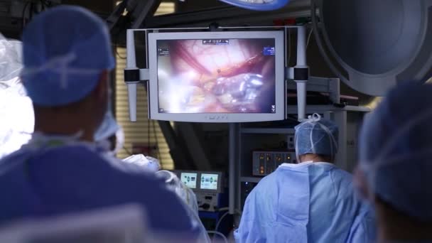 Robotic Surgery. Robota chirurgicznego. Medyczne działania obejmujące robota - giełdowe — Wideo stockowe