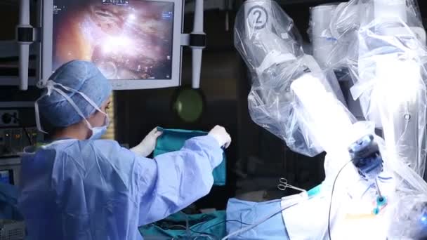 Surgical operation robot. Robotic Surgery. Medical robot - Stock Footage — Stock video