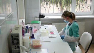 KYIV, UKRAINE - DECEMBER 1, 2020: Laboratory for research on COVID-19. AIDS Research Laboratory.