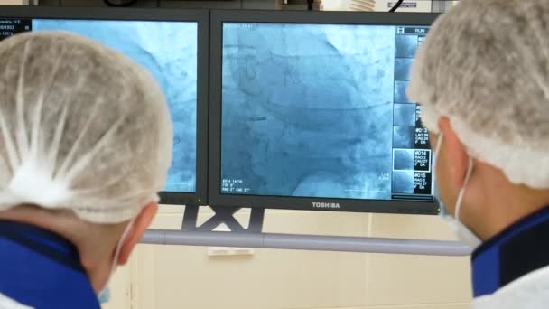 Kyiv Ukraine June 2021 Modern Technology Diagnosis Heart Disease Angiograph — Stock Video
