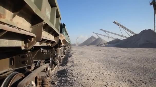 Conveyor Belts Machinery Gravel Pit Granite Quarry Extraction Granite Open — Stock Video