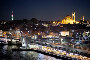 Views of the Galata Bridge. Evening Istanbul. Turkey. 2015 - Stock Image