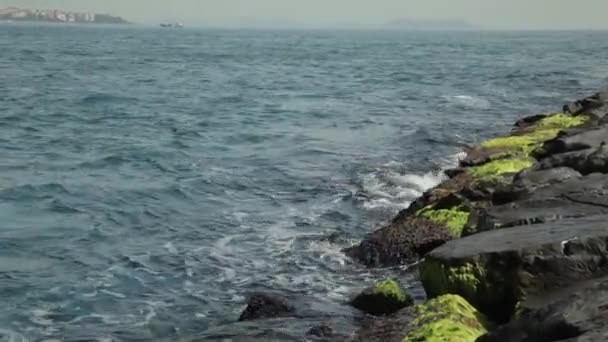 フェリーでボスポラス海峡の景色は海峡にナビゲートします。ボスポラス海峡の海岸。イスタンブール.トルコ — ストック動画