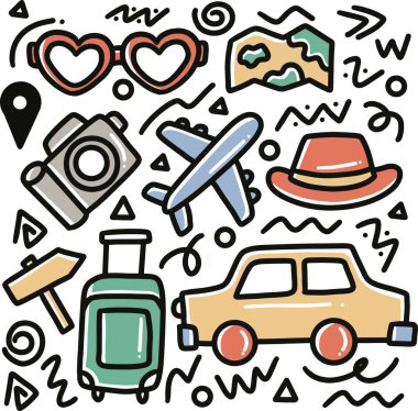 Tatil el çizimlerinin karalama seti