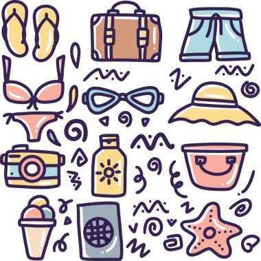 El çizimi yaz plajı karalaması