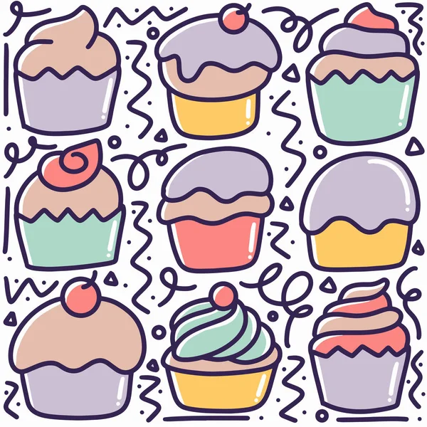 El çizimi tatlılar menü karalaması