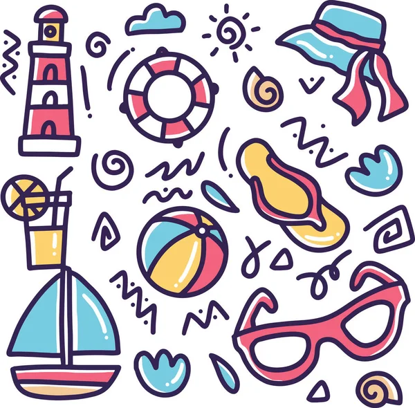 El çizimi yaz plajı karalaması