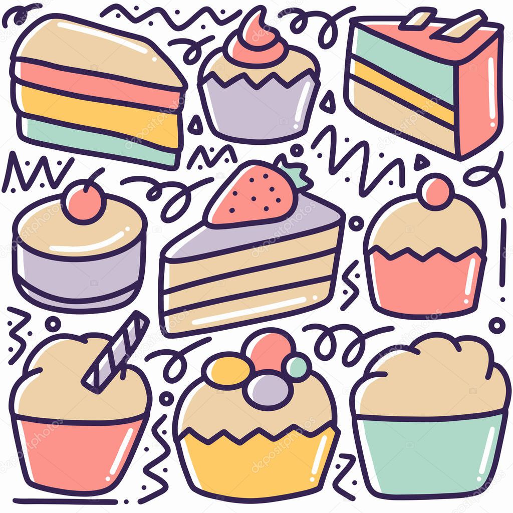 hand drawn desserts menu doodle