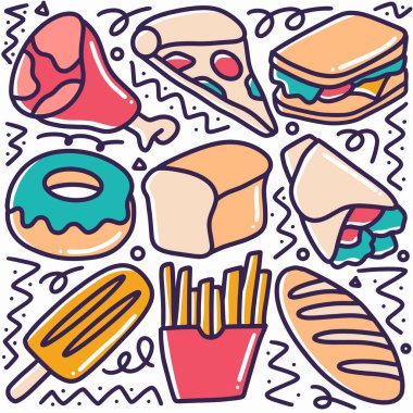 El çizimi tatlılar menü karalaması