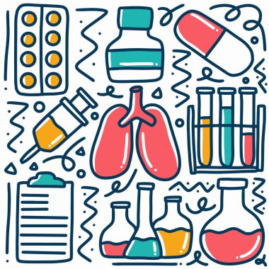 El yapımı doktor ilaçları karalama seti