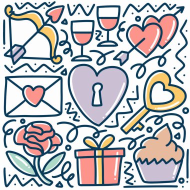 Aşk karalama seti hakkında el çizimi