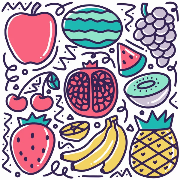 El çizimi meyve karalama seti