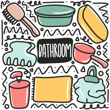 El çizimi banyo malzemeleri karalama seti