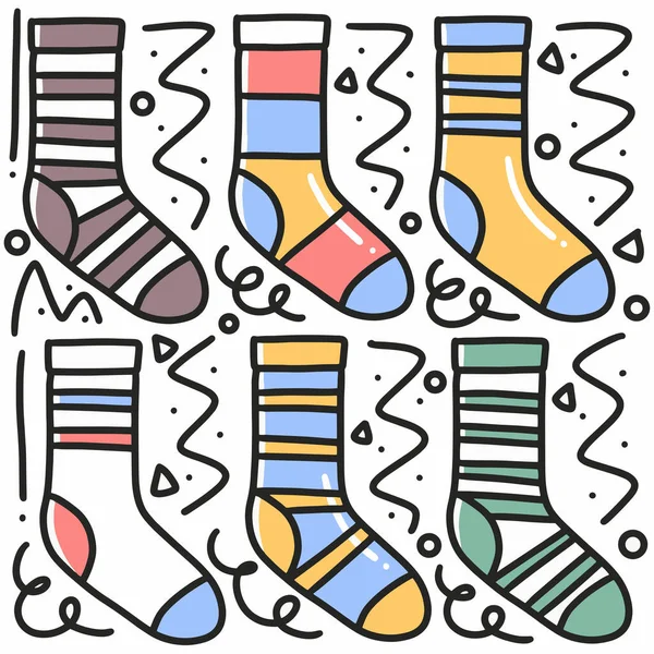 Chaussette dessinée à la main gribouillage ensemble — Image vectorielle