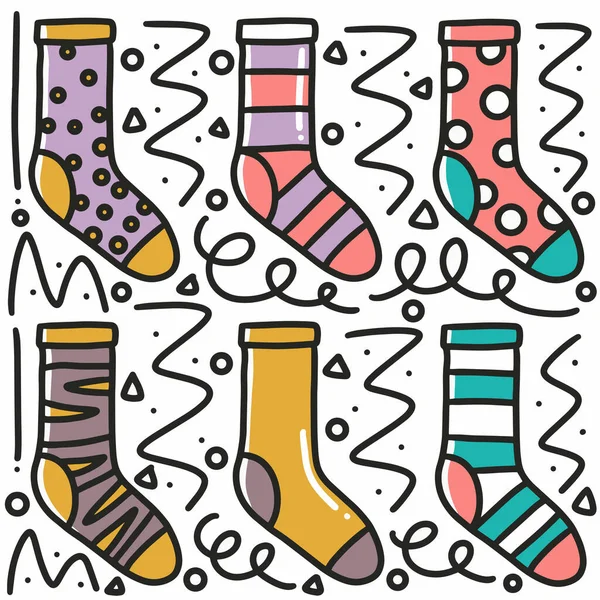 Ručně kreslená sada ponožek — Stockový vektor