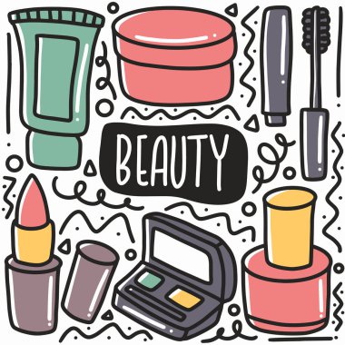 El yapımı güzellik malzemeleri karalama seti