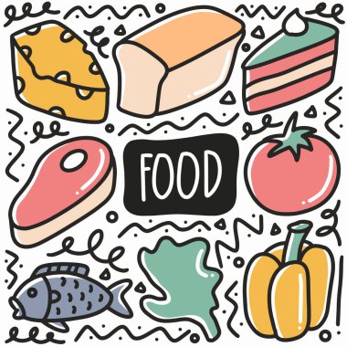 El çizimi yemek karalama seti