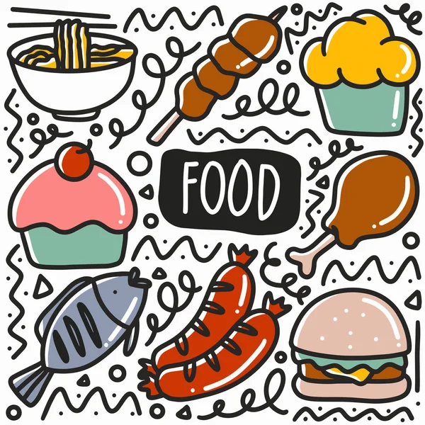 El çizimi yemek karalama seti